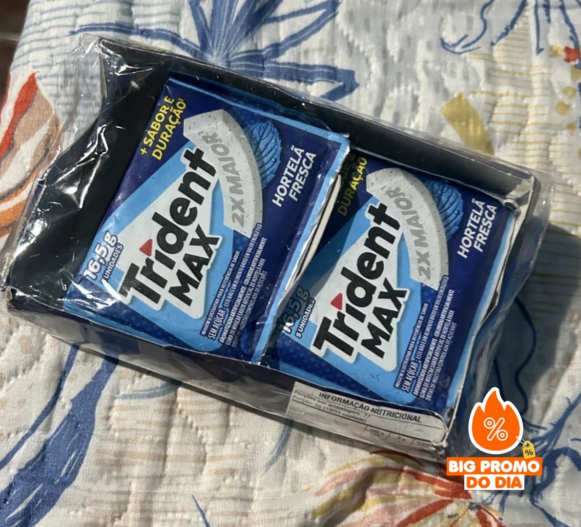 Chiclete Trident Max Hortelã Fresca Sem Açúcar - Caixa com 14 unidades