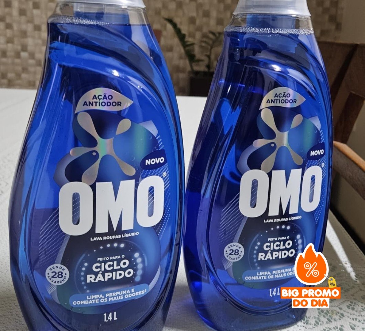 🫧 Lava-Roupas Líquido Omo 1,4L Ciclo Rápido Ação Antiodor