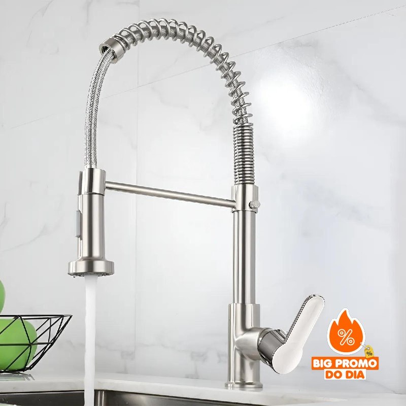 Torneira Cozinha Gourmet Flexível Monocomanda