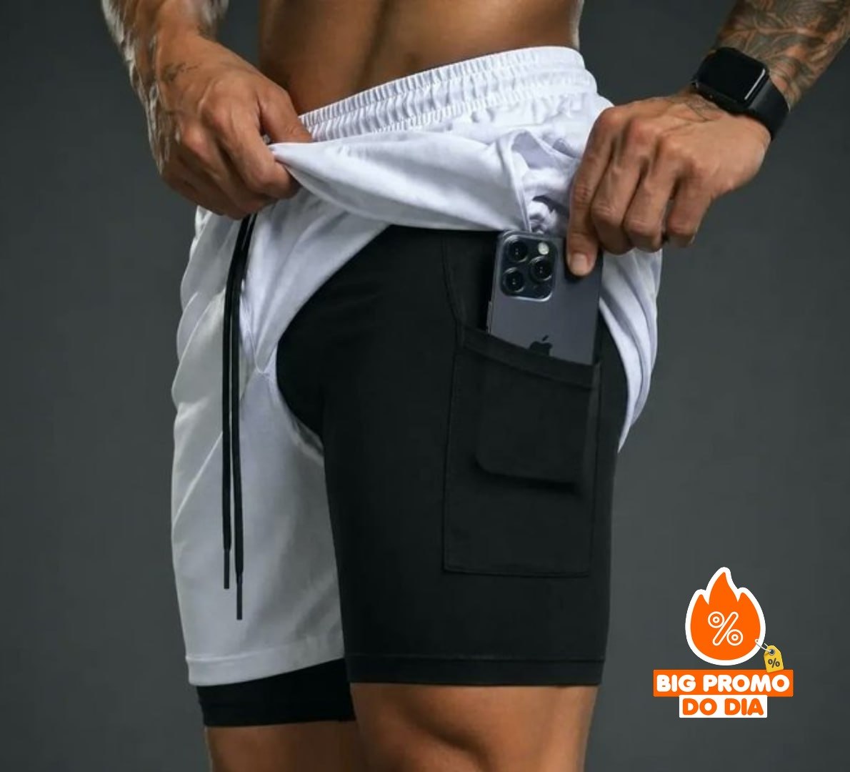🩳 Kit 4 Shorts 2 em 1 Duplo DryFit