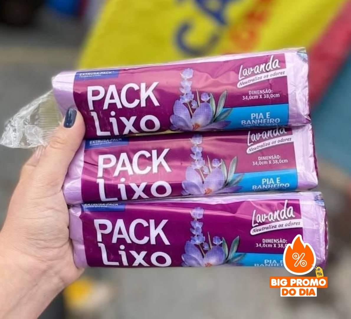 Pack 40 un. Sacos de Lixo 3kg Perfumado Lavanda 34x38cm