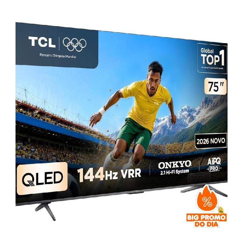 (Lançamento 2026) Smart TV TCL Advanced 75" 4K QLED Google TV 144Hz VRR Tela HVA (P8L)