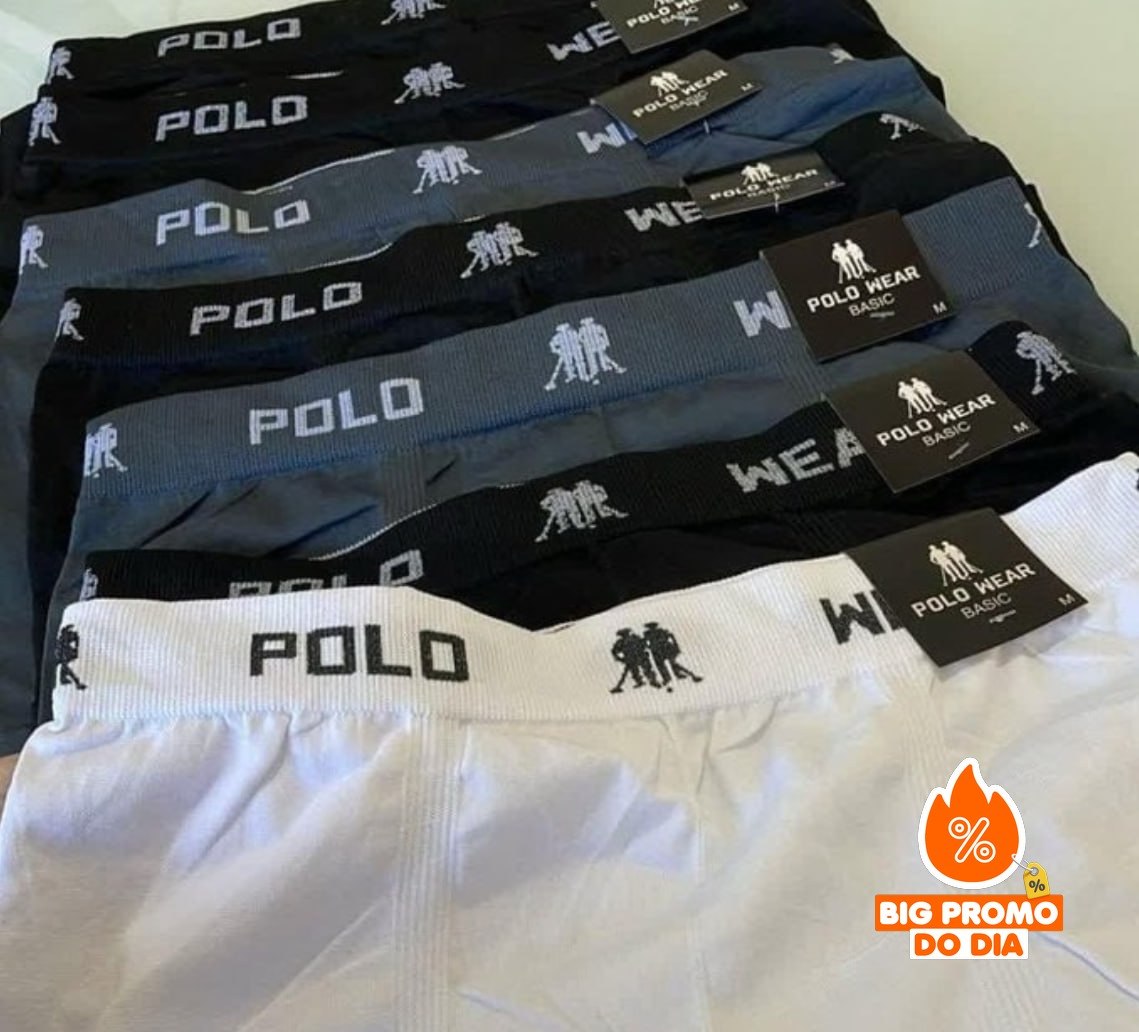 🩲 Kit 10 Cuecas Boxer Lisa Polo Wear (tam P e M)