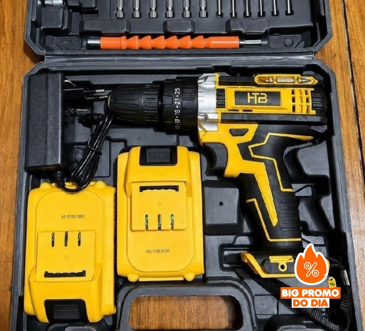 Kit Parafusadeira Furadeira com 2 Baterias Maleta