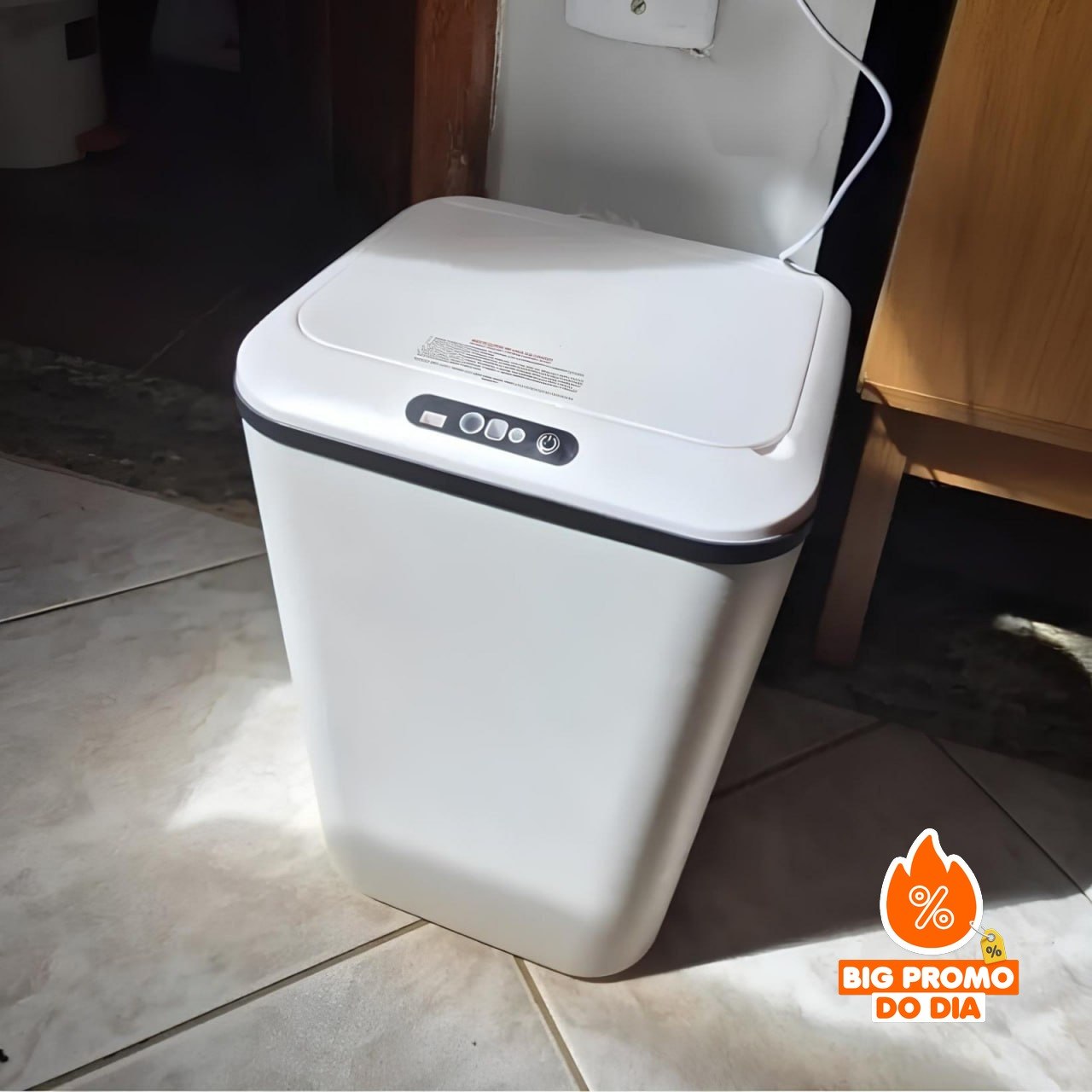Lixeira Inteligente Recarregável c/ Sensor Automático 16L