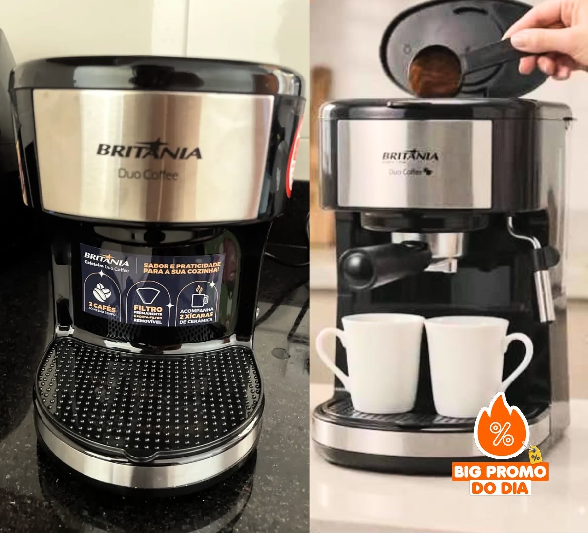 ️ Cafeteira Duo Coffee Britânia 450w 2 Bicos 220V