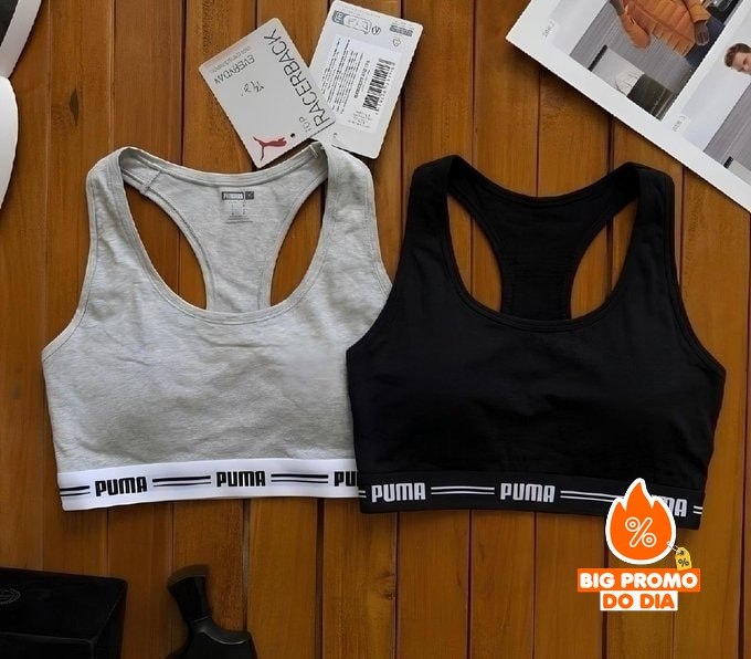 Kit 2 Tops Puma Original Alta Sustentação Academia Fitness