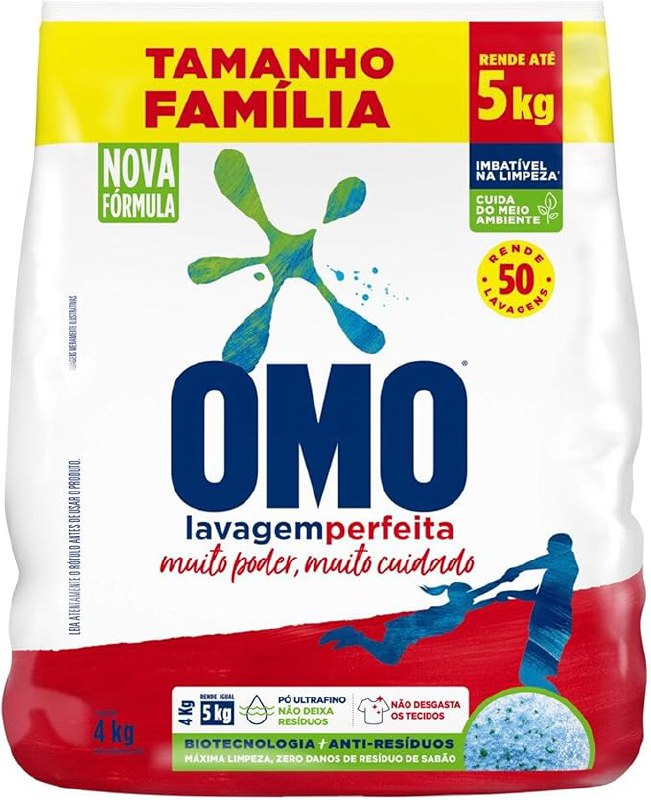OMO Sabão Em Pó Lavagem Perfeita Pacote Família - 4 Kg De: R$52,99 Por apenas: R...