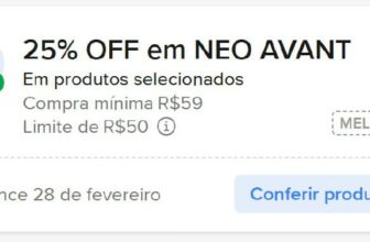 MAIS UM CUPOM DO ML LIBERADOO  Cupom Relâmpago  25% OFF no site em compras a pa…
