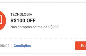CUPOM SHOPEE EM TECNOLOGIA R$100 OFF em R$999Resgate aqui https://s.shopee.com….