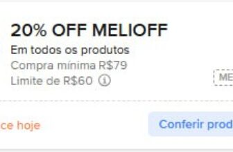 CUPOM DE 20% NO ML 20% OFF em R$ 79 limitado a R$ 60 CUPOM: MELIOFFAtive aqui e…