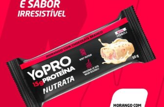 DELICINHA PÓS TREINO Barra YoPRO Sabor Morango com Chocolate Branco – 12 Barras …