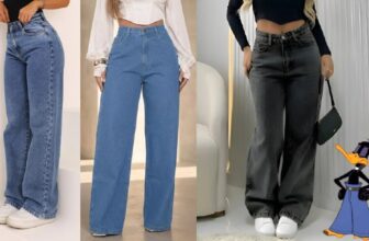 Calça Jeans Wide Leg Feminina Cintura Alta Pantalona – Três Opções de Cores DE …