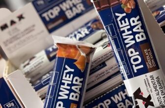 DOCIN PROTEIN Top Whey Bar Max Titanium 12 un Chocolate com Avelã 41g POR 48 (3,…