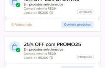 15% OFF em R$29, limitado a R$200 OFF cupom: OFERTA15 https://meli.la/2ppupjJ 2…
