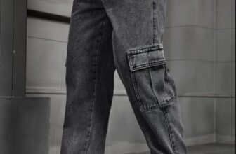 ESSA É TENDÊNCIA Calça Cargo Jeans Larga Streetwear Cós Elástico POR 65,71 https…