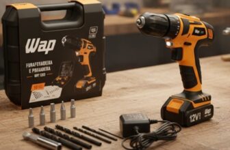 WAP Parafusadeira e Furadeira à Bateria 12V BPF-12K3, Kit de 13 Acessórios e Ma…