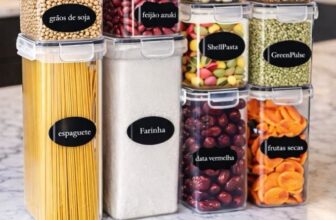 DEIXA TUDO NO SEU DEVIDO LUGAR Kit 10 Potes Herméticos Empilháveis de Acrílico D…