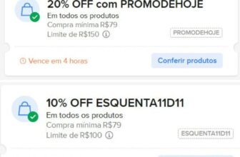 CUPONS NO MERCADO LIVRE 20% OFF no site em compras a partir de R$79, limitado a…