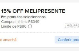 NOVOS CUPONS MERCADO LIVRE   15% OFF, Limite de R$ 100 OFF (Meli+) CUPOM: MELIM…