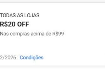 NOVO CUPOM SHOPEE   R$ 20 OFF acima de R$ 99 CUPOM: LOJASOFICIAIS20 Resgate o c…