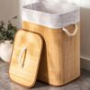 NADA DE ROUPA SUJA JOGADA PELA CASA Cesto De Roupa Suja De Bambu Com Tampa E Alç…
