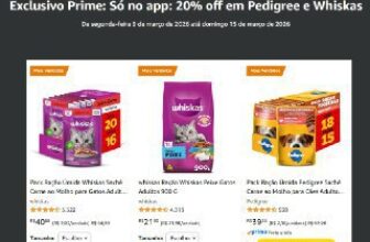 ➡️ 20% OFF em Pedigree e Whiskas 🎟️ CUPOM: RACOES20…