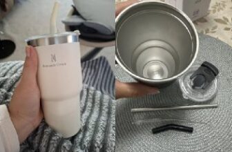 ✅ Copo Térmica 600ml Inox Anti-vazamento Romantic Crown – Branco,…