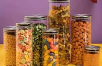 ✅ Kit 7 Potes De Vidro Com Tampa Inox Hermético…