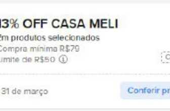 🚨 NOVO CUPOM MERCADO LIVRE ➡️ 13% OFF, compras mínimas…