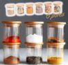 ✅ Kit 6 Potes De Vidro Empilhável Hermético Tampa Bambu…