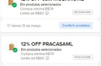 ➡️ 12% OFF no site em compras a partir de…