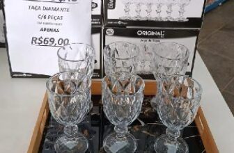 ✅ Jogo 6 Taças de Cristal 340ml Diamond Transparente 🔥…