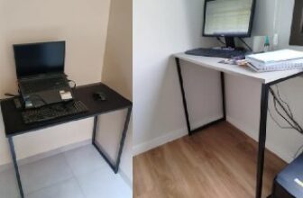 ✅ Escrivaninha Industrial Aço Mdf 90x76x45cm – Opção de Cores…