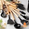 ✅ Kit 12 Utensílios P/cozinha Colheres Silicone/madeira 🔥 POR 33,94…