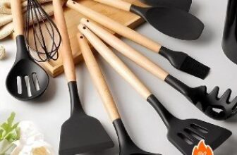 ✅ Kit 12 Utensílios P/cozinha Colheres Silicone/madeira 🔥 POR 33,94…