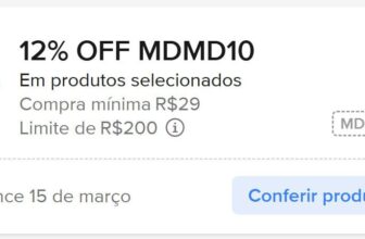 ➡️ 12% OFF a partir de R$29, limitado a R$200…