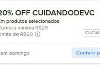 ➡️ 20% OFF em R$29, limitado a R$60 OFF 🎟…