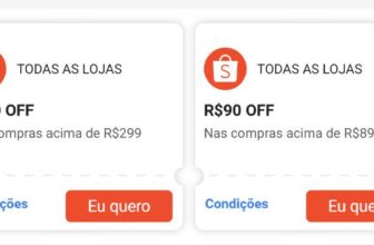 CUPONS SHOPEE!! R$30 OFF em compras acima de R$299 R$90 OFF em compras acima de…