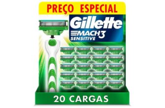 JÁ FAZ O ESTOQUE Gillette Mach3 Sensitive – Carga para Aparelho de Barbear, 20 u…