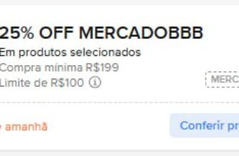 25% OFF em R$ 199 limitado a R$100 CUPOM: MERCADOBBBAtive aqui e pesquise pelo …