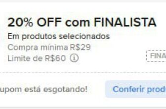 VOLTOU! CUPOM MERCADO LIVRE 20% OFF em R$ 29 limitado a R$ 60 CUPOM: FINALISTAA…