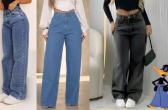 Calça Jeans Wide Leg Feminina Cintura Alta Pantalona – Três Opções de Cores DE …