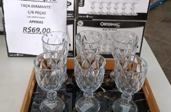Jogo De Taças Diamante De Vidro 6 Peças 340ml POR 34,72 (5,78 Cada Taça) https:…