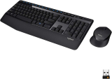 Logitech Combo de teclado MK345 sem fio de tamanho completo com descanso para as mãos e mouse para mão direita confortável
