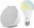 Echo Pop | Smart speaker compacto com som envolvente e Alexa | Cor Branca + Lâmpada Positivo 9W