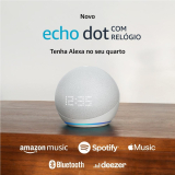 Echo Dot 5ª geração com Relógio | Smart speaker com Alexa | Display de LED ainda melhor | Cor Branca