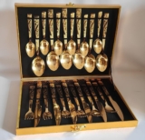 LUXUOSO ABSURDAMENTEKit Faqueiro Dourado Luxo Jogo Talheres Inox 24pçs + Maleta …