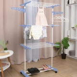 ÓTIMO PARA QUEM TEM POUCO ESPAÇO Varal de Chão 3 Andares Dobrável com Rodinhas D…