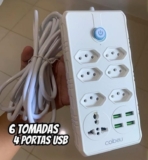 TU SABE QUE VAI PRECISAR Extensão Tomada C/ 6 Tomadas, 4 Interfaces USB, 1 Tomad…
